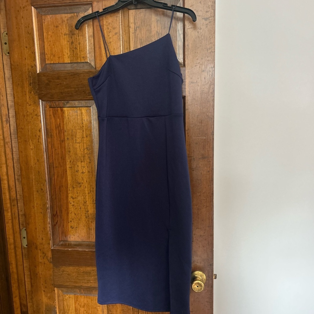 Lulus Navy Blue One-Shoulder Dress